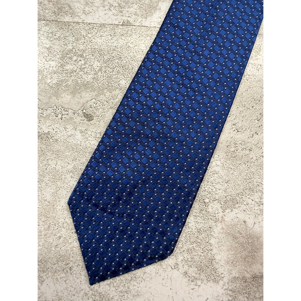BOSS Hugo Boss Tailored Tie Mens OS Blue Geometric Silk Made in Italy